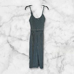 Xhilaration green/blue and White Striped spaghetti strap romper